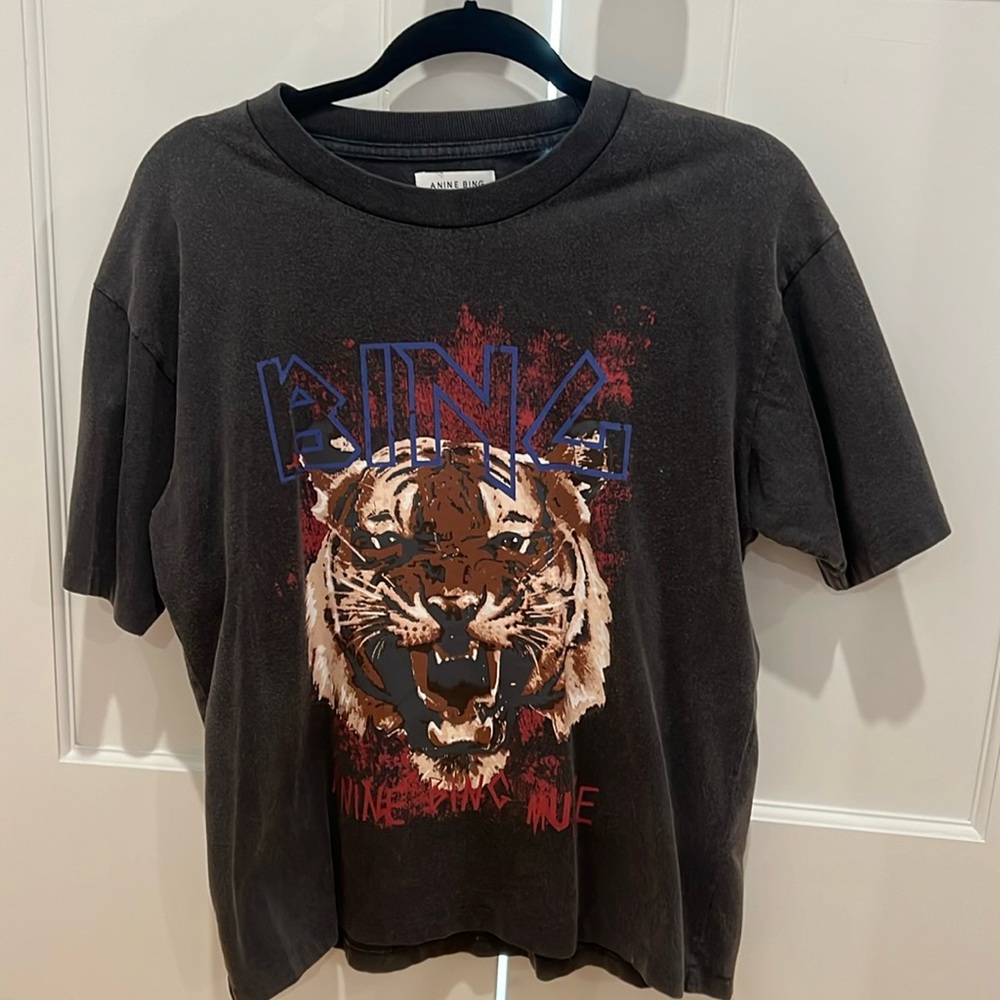 Anine Bing Tiger Tee, Black, Small